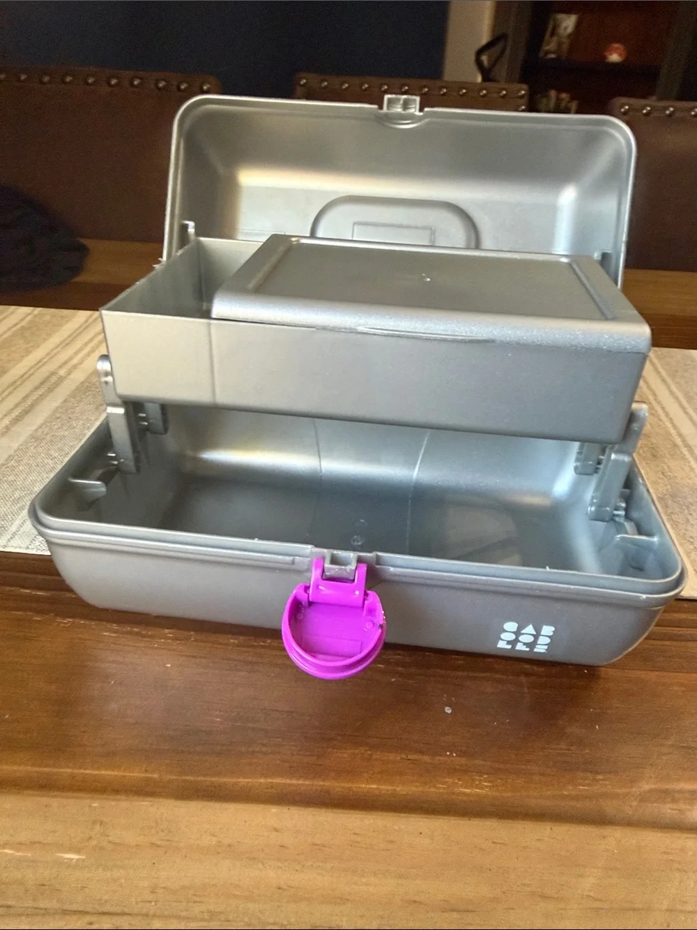 Caboodles Silver Makeup Case with Pink Handle